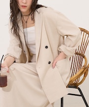 【LEE掲載・セットアップ対応】メランジ調ダブルジャケット/リネンライクジャケッ