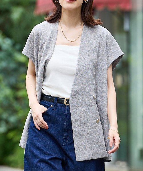 Mavie..7】チュール袖ショートジャケット（テーラードジャケット