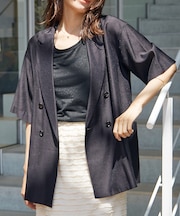 【セットアップ対応】リネンライク半袖ジャケット