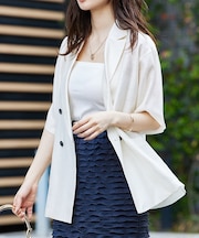 【セットアップ対応】リネンライク半袖ジャケット