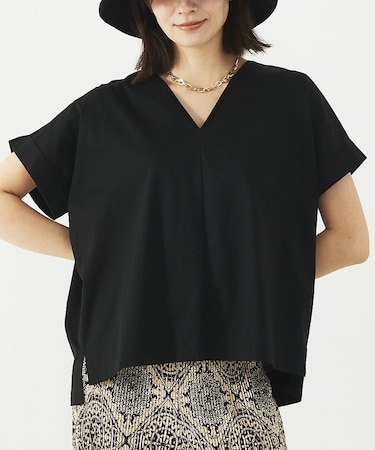 シルケットダブルVネックフレンチプルオーバー