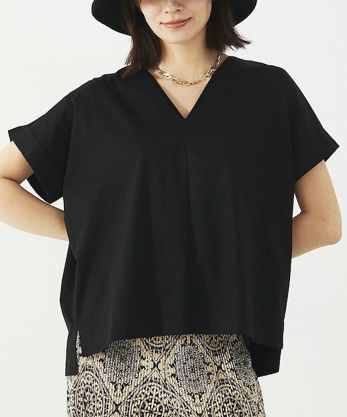 シルケットダブルVネックフレンチプルオーバー