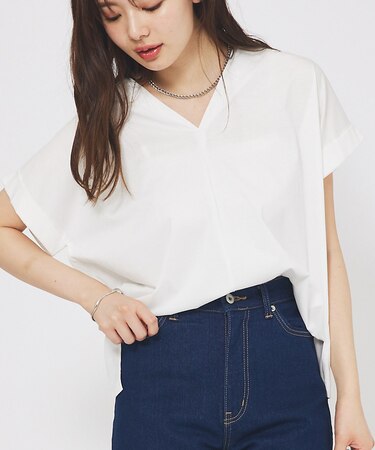 シルケットダブルVネックフレンチプルオーバー