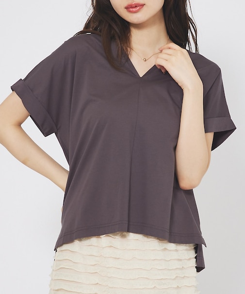 シルケットダブルVネックフレンチプルオーバー