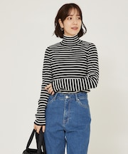 ストレッチリブハイネックプルオーバー