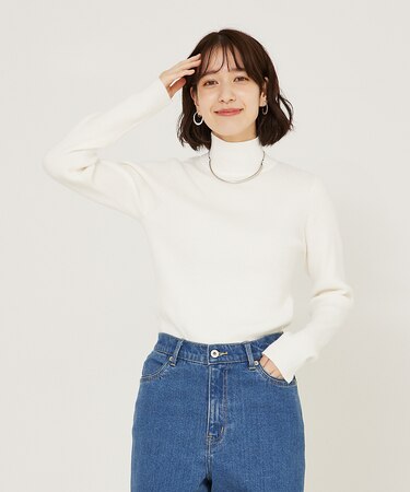 ストレッチリブハイネックプルオーバー