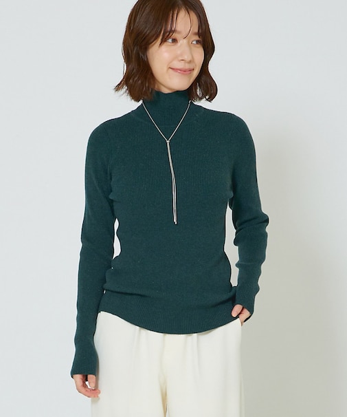 ストレッチリブハイネックプルオーバー