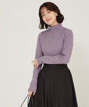 ストレッチリブハイネックプルオーバー