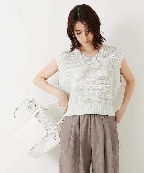 片畦ノースリーブ2WAYニット