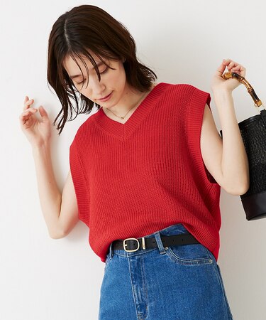 片畦ノースリーブ2WAYニット