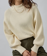 片畦モックネックプルオーバー