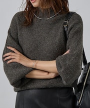 片畦モックネックプルオーバー