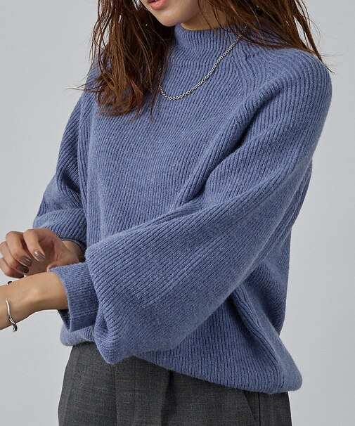 片畦モックネックプルオーバー