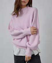 片畦モックネックプルオーバー