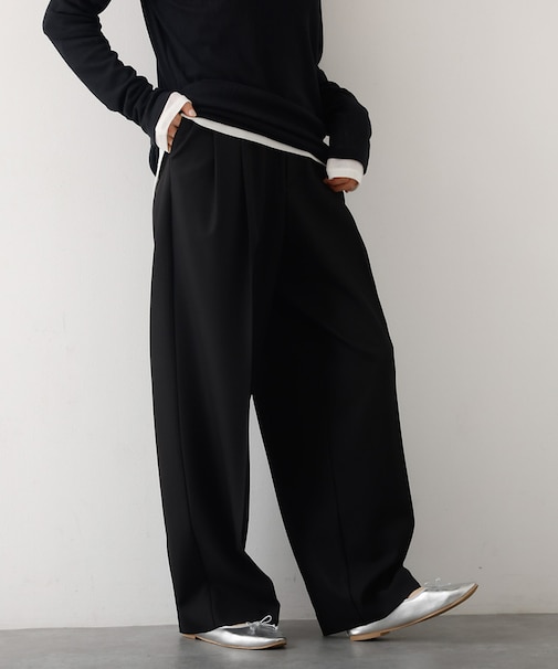 【後ろウエストゴム】タックワイドスラックス　m_01