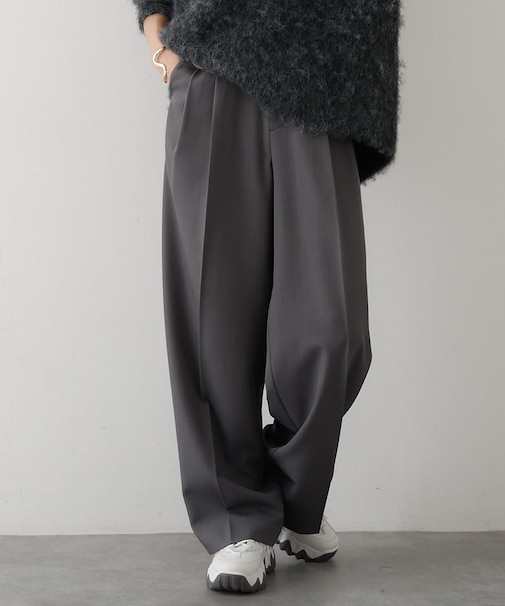 【後ろウエストゴム】タックワイドスラックス　m_01