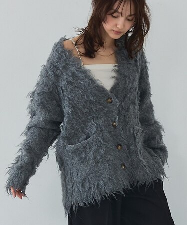 シャギー起毛カーディガン