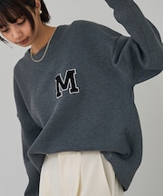 スウェットライク刺繍ニット