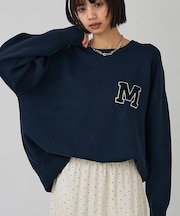 スウェットライク刺繍ニット