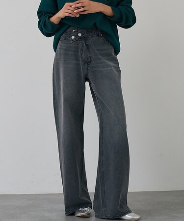 クロスウエストワイドデニム