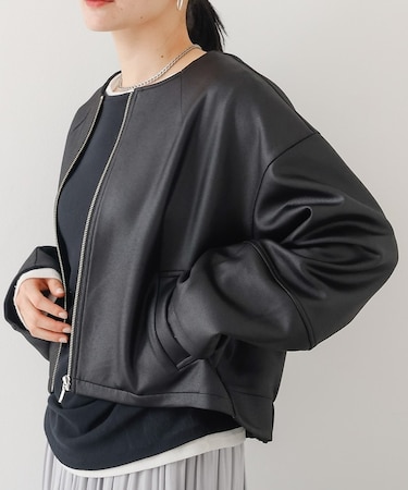 ソフトレザーライクジップブルゾン