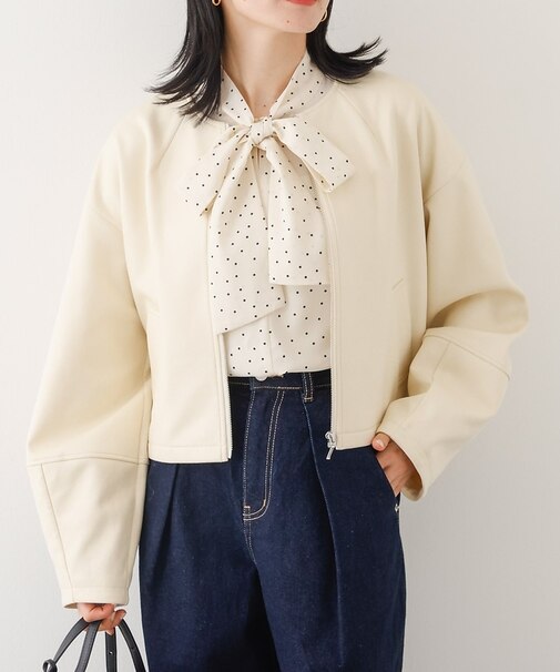 ソフトレザーライクジップブルゾン