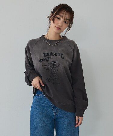 ラグランプリントプルオーバー