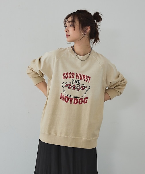 ラグランプリントプルオーバー