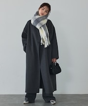 【体型カバー】ノーカラーロングコート