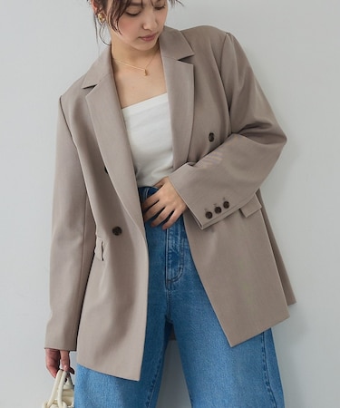 【総裏】ダブルジャケット/フリーサイズ/春アウター/長袖/春服