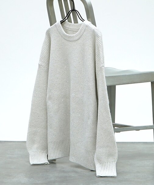 ラメスパンコールゆるニット