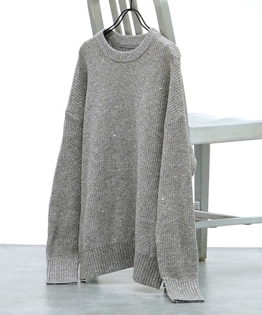 ラメスパンコールゆるニット