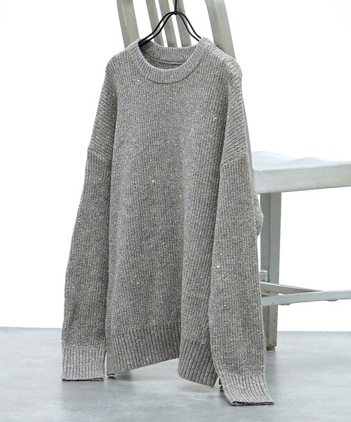 ラメスパンコールゆるニット