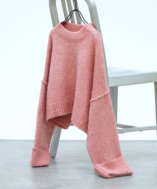 ブークレワイドスリーブショートニット