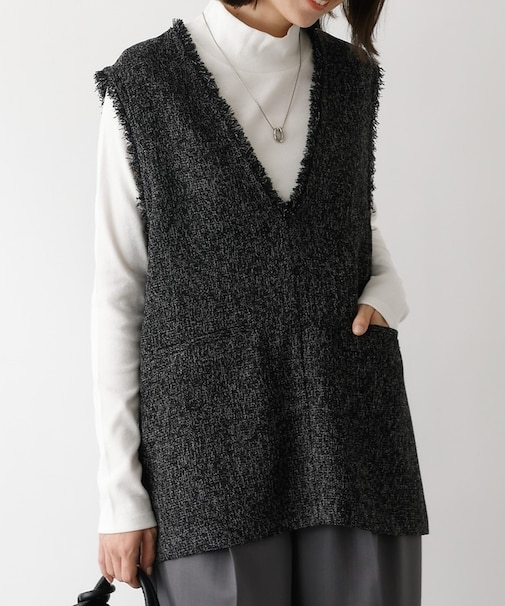 ツイードフリンジベスト