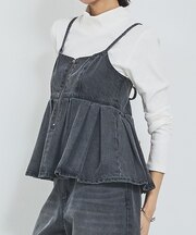 ウォッシュドデニムキャミ/レイヤード/バックリボン/春服/夏服