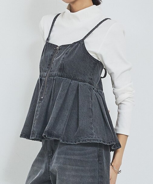 ウォッシュドデニムキャミ/レイヤード/バックリボン/春服/夏服