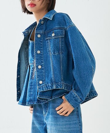 【オリジナル】デニムショートジャケット/バルーン袖/長袖/羽織/春服