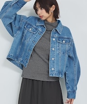 【オリジナル】デニムショートジャケット/バルーン袖/長袖/羽織/春服