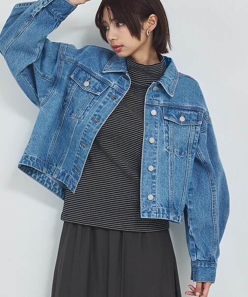 【オリジナル】デニムショートジャケット/バルーン袖/長袖/羽織/春服