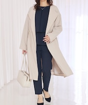 【春アウター】ノーカラーコート/通勤/きれいめ/ロング/セミオケ/春服