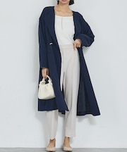 【春アウター】ノーカラーコート/通勤/きれいめ/ロング/セミオケ/春服