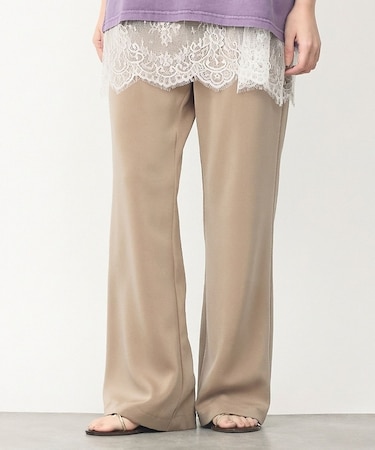 【大人のリラックス】セミフレアサテン イージーパンツ