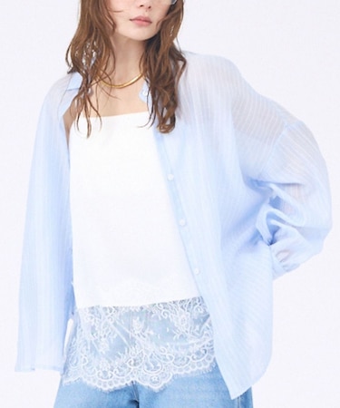 【やわらかに透ける】シアーストライプシャツ