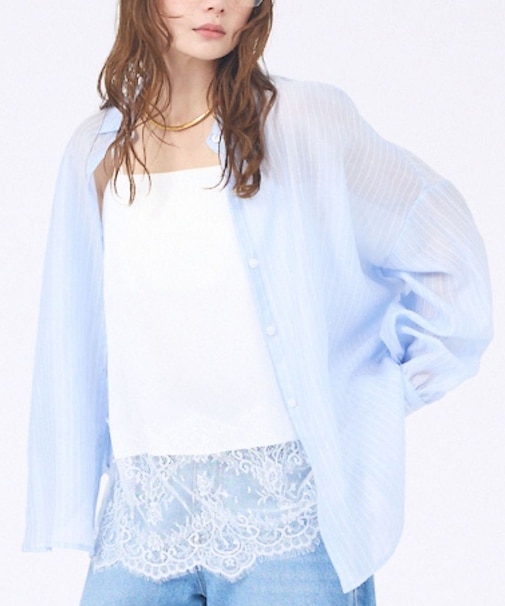 【やわらかに透ける】シアーストライプシャツ