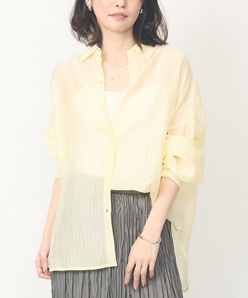 【やわらかに透ける】シアーストライプシャツ