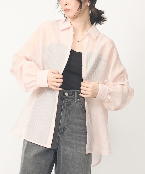【やわらかに透ける】シアーストライプシャツ