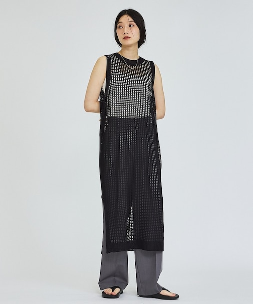 【レイヤード】メッシュニットワンピース