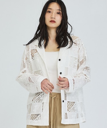 【セットアップ対応】刺繍レースジャケット