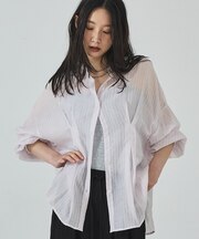 シアーストライプタックシャツ